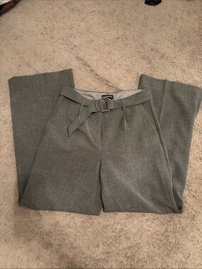 Express Gray Pleated Belted Business Pants